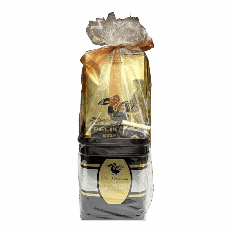 Koffiepakket-blik-boontjes-verpakt_DePelikaan Cadeaupakket Koffie 2